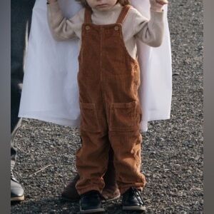 Kids Corduroy Overalls in Brown